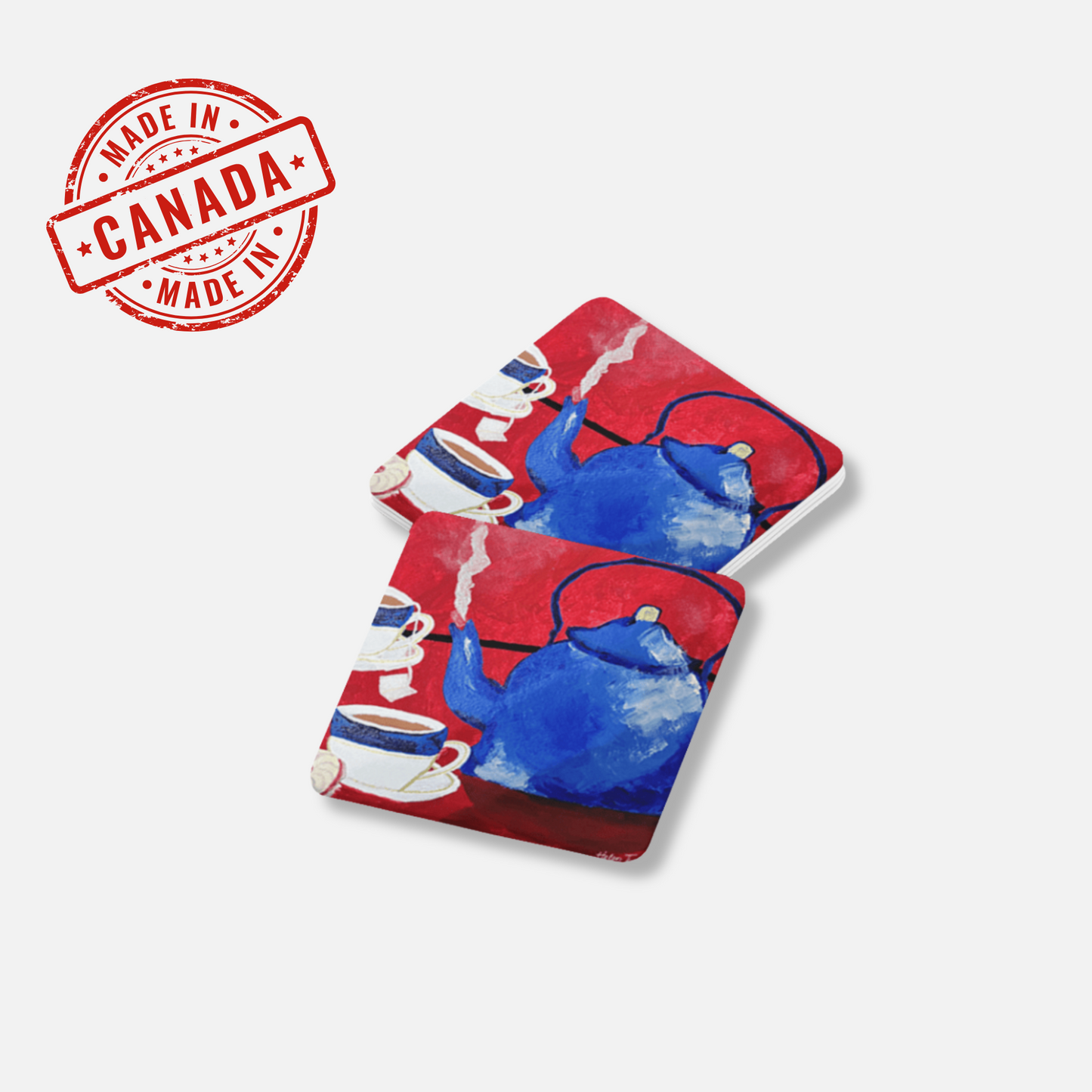 Polly Put The Kettle On – Set of 4 Art Coasters