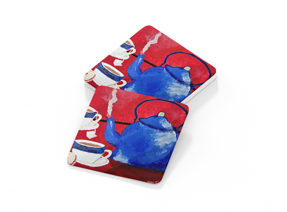 Polly Put The Kettle On – Set of 4 Art Coasters