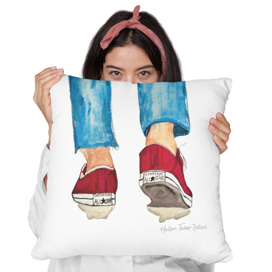 Timeless Stride – Watercolour Art Pillow by Helen Turner-Fisher