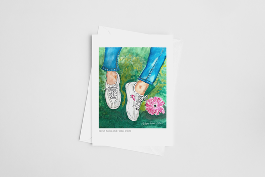 Fresh Kicks and Floral Vibes - Greeting Card