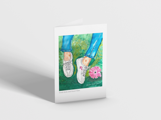 Fresh Kicks and Floral Vibes - Greeting Card