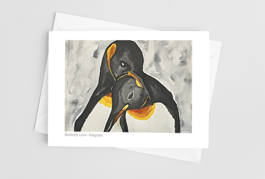 Motherly Love - Penguins - Greeting Card