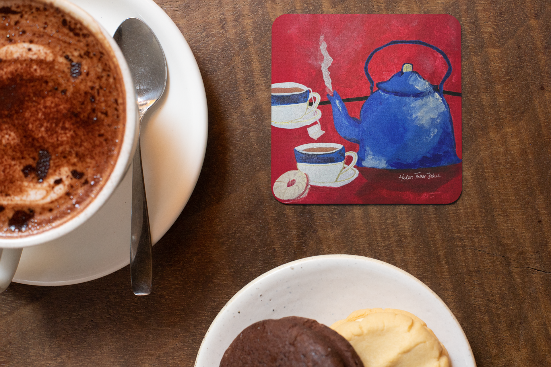 Polly Put The Kettle On – Set of 4 Art Coasters - Image 2