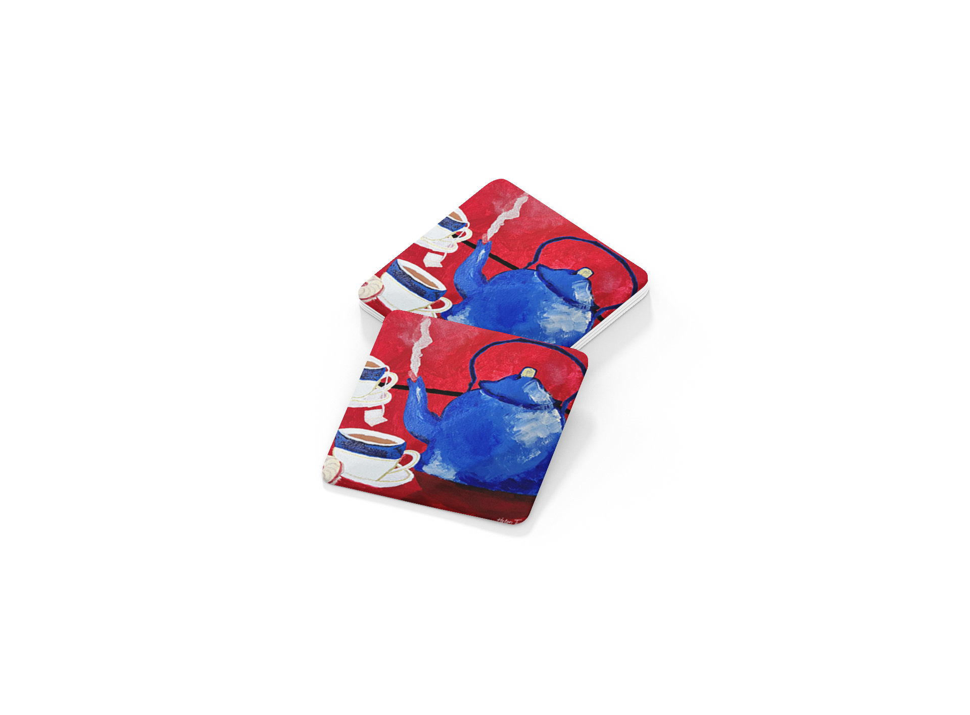 Polly Put The Kettle On – Set of 4 Art Coasters