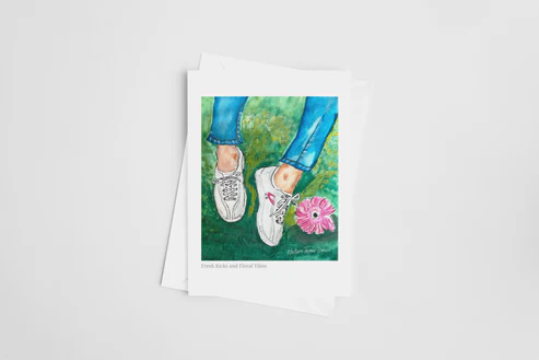 Fresh Kicks and Floral Vibes - Greeting Card - Image 2