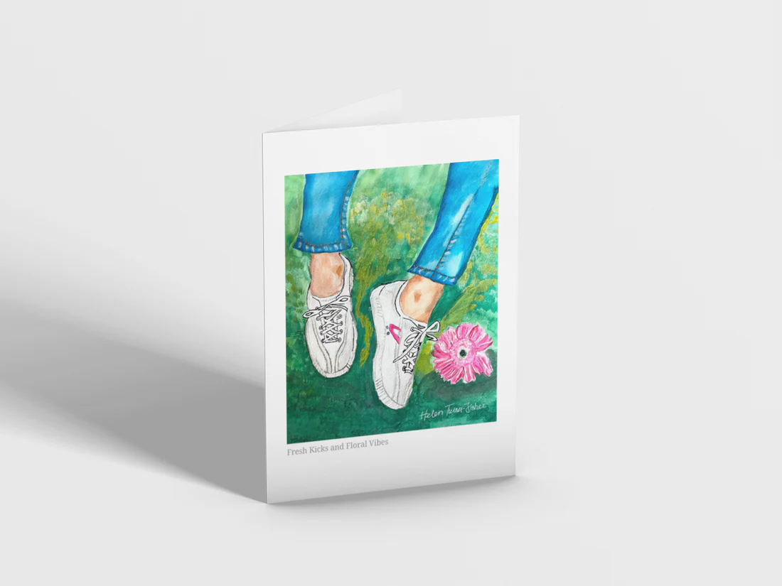 Fresh Kicks and Floral Vibes - Greeting Card
